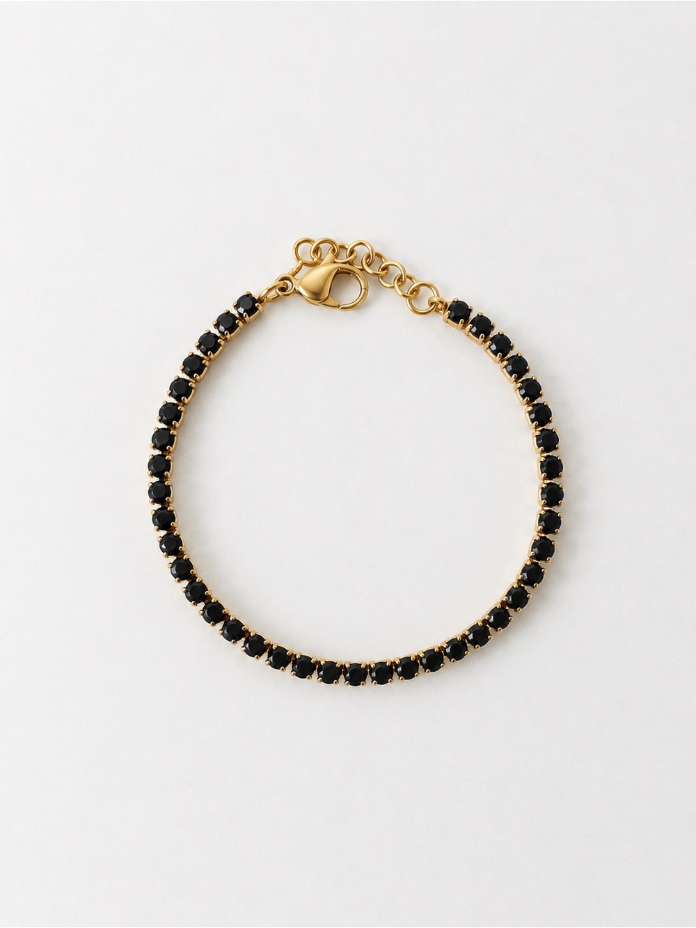 18K Gold PVD Black CZ Tennis Chain Bracelet